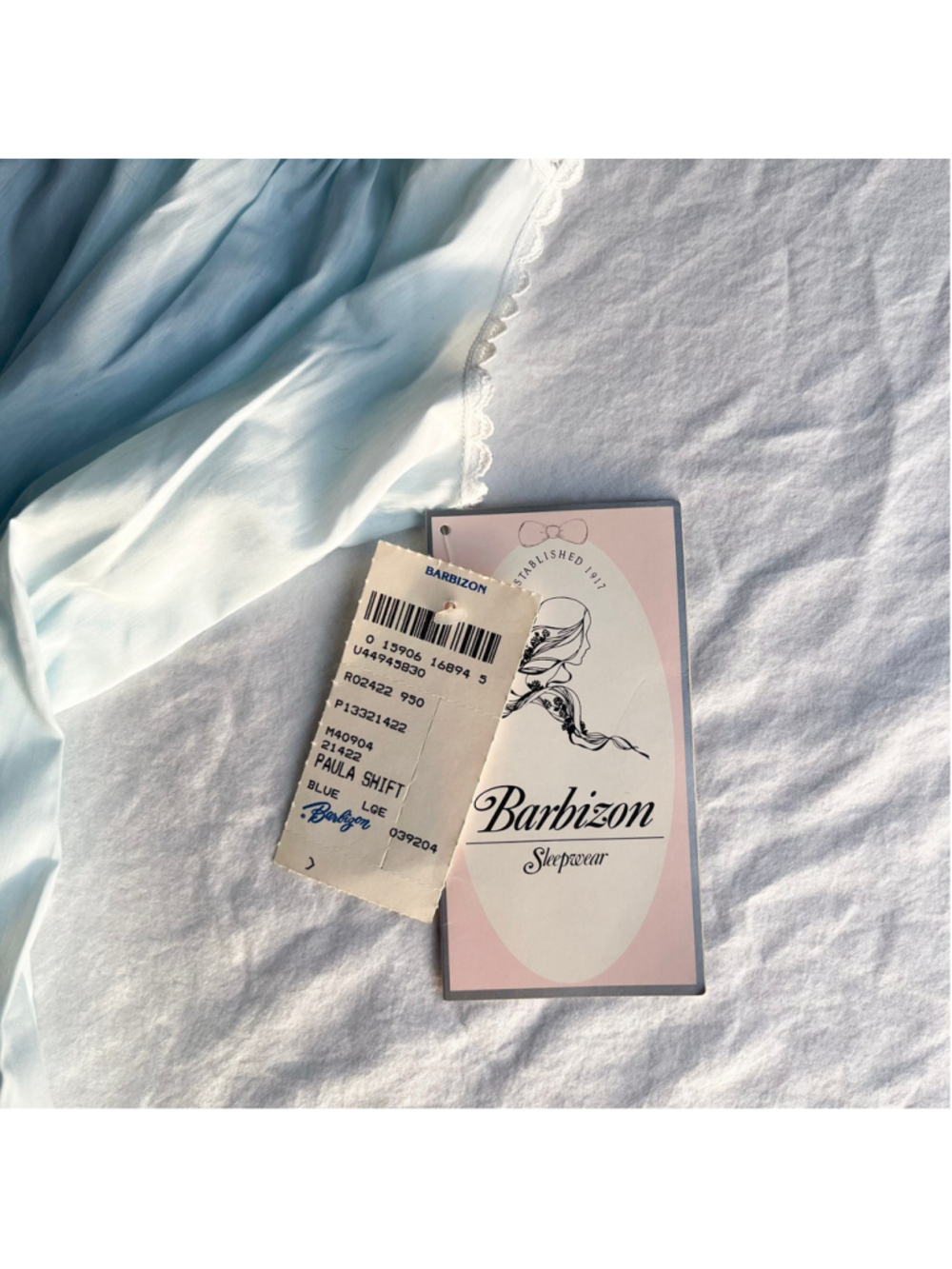 Vtg Barbizon Peignoir Set Size L Blue Floral Nightgown Robe Lace Embroidered NWT - Picture 3 of 15